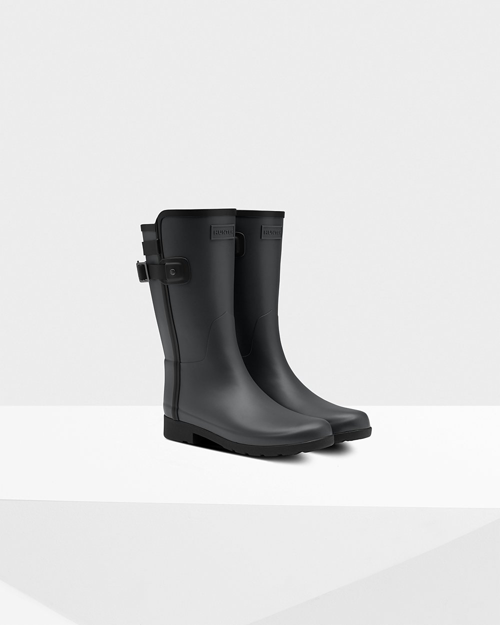 Womens Hunter Short Rain Boots Black - Refined Slim Fit Contrast - 4529160-WH